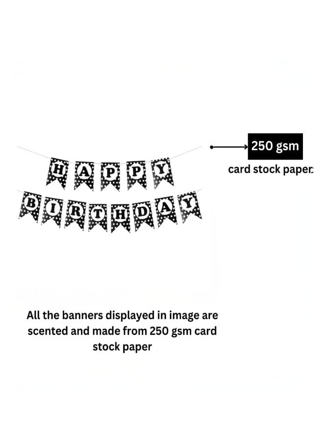 HK Balloons HK Balloon Birthday Decoration Banner For Boys Girls Black Happy Birthday Polka Dot Banner For Bunting Flag Decoration Item - Image 4